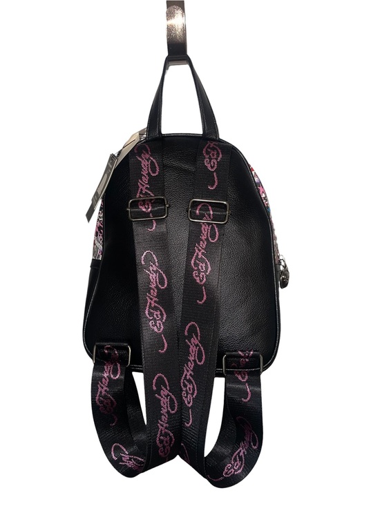Ed Hardy Adjustable Pink Leopard Print Traditional Skulls Backpack Purse NWT Y2K main image 6